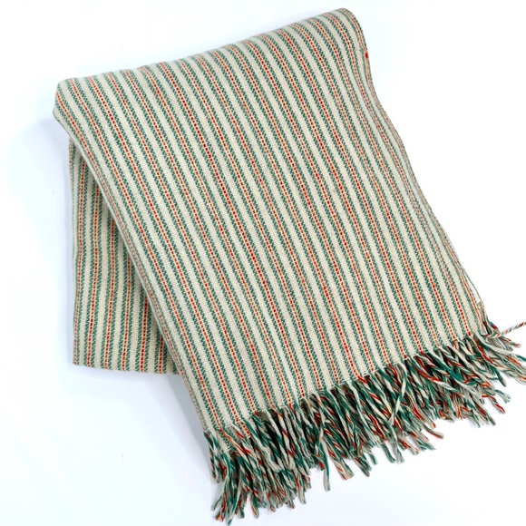 Vintage Troy Stipe Blanket Scarf Snuggler 100% Wool Throw - Picture 2 of 8